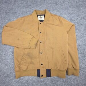 Chrome Industries Full Zip Bomber Jacket Men's Large Beige Snap *STAINED* Cycle